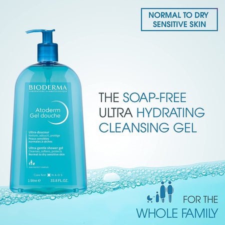Bioderma - Atoderm - Hydrating Shower Gel - Moisturizing Face and Body Cleanser - Body Wash for Normal to Dry Sensitive Skin